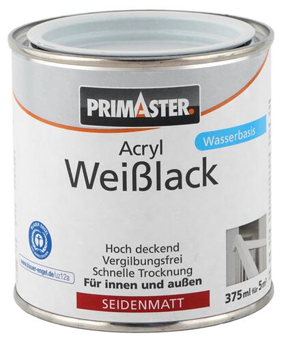 Primaster Acryl Weißlack Wasserbasis seidenmatt weiss