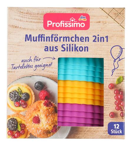 Profissimo Muffinförmchen 2in1 aus Silikon, 12 Stück