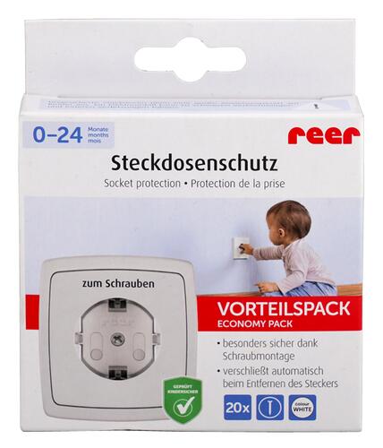 Reer Steckdosenschutz, zum Schrauben Vorteilspack, 20 Stück