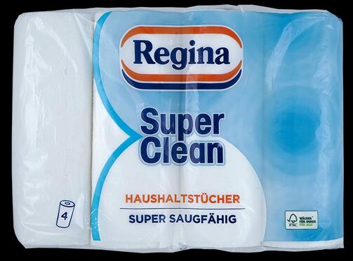 Regina Super Clean Haushaltstücher, 3-lagig, 4 Rollen