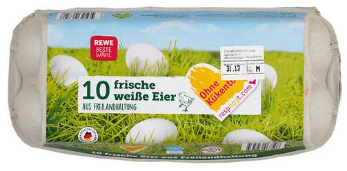 Rewe Beste Wahl 10 frische weiße Eier aus Freilandhaltung
