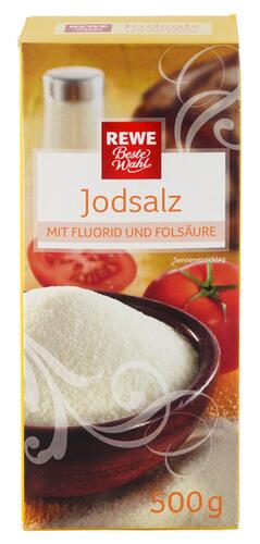 Rewe Beste Wahl Jodsalz mit Fluorid und Folsäure Rewe Beste Wahl Jodsalz mit Fluorid und Folsäure