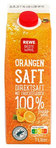 Rewe Beste Wahl Orangensaft Direktsaft mit Fruchtfleisch