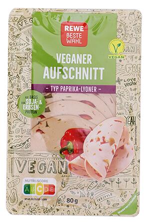 Rewe Beste Wahl Veganer Aufschnitt, Typ Paprika-Lyoner