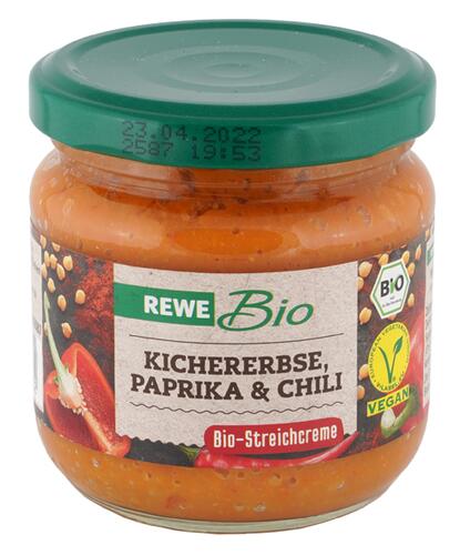 Rewe Bio Kichererbse Paprika & Chili Bio-Streichcreme