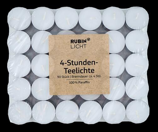 Rubin Licht 4-Stunden-Teelichte, 90 Stück