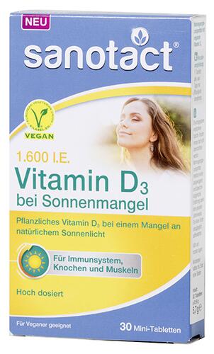 Sanotact Vitamin D3 bei Sonnenmangel 1600 I.E. Mini-Tablette