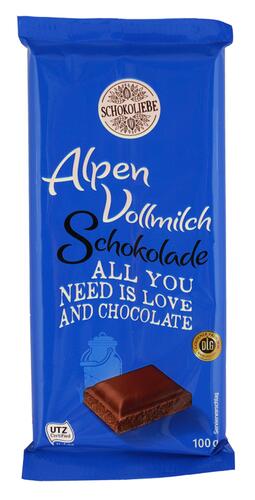 Schokoliebe Alpen Vollmilch Schokolade, UTZ