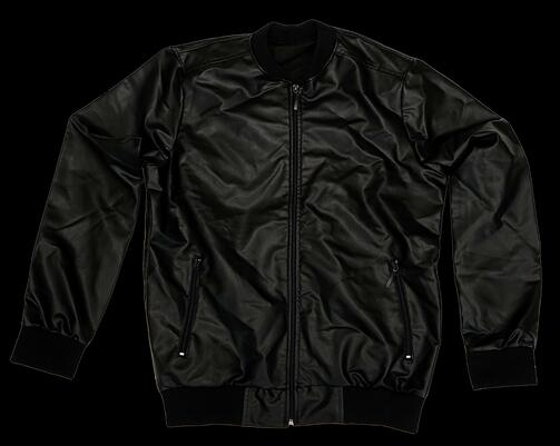 Shein Herren PU Leder Baseballjacke, schwarz, Gr. M Shein Herren PU Leder Baseballjacke, schwarz, Gr. M
