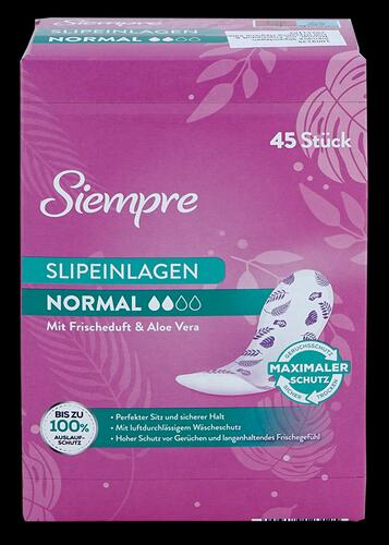 Siempre Slipeinlagen Normal mit Frischeduft & Aloe Vera, 45 Stück
