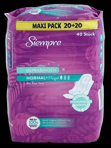 Siempre Ultrabinden Normal + Flügel, mit Aloe Vera, 40 Stück