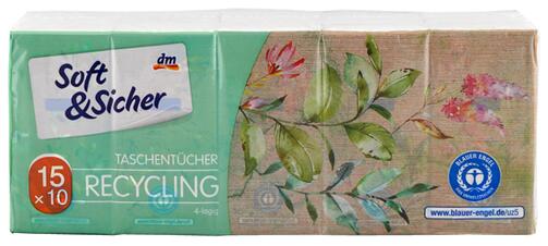 Soft & Sicher Taschentücher Recycling, 4-lagig