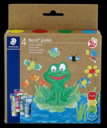 Staedtler 4 Noris Junior Fingermalfarben, gelb, rot, grün, blau