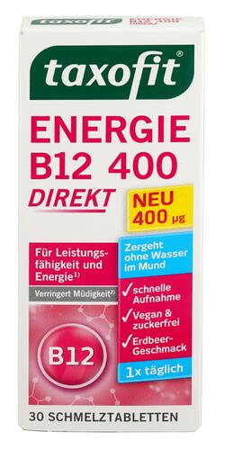 Taxofit Energie B12 400 Direkt, Schmelztabletten, Erdbeer
