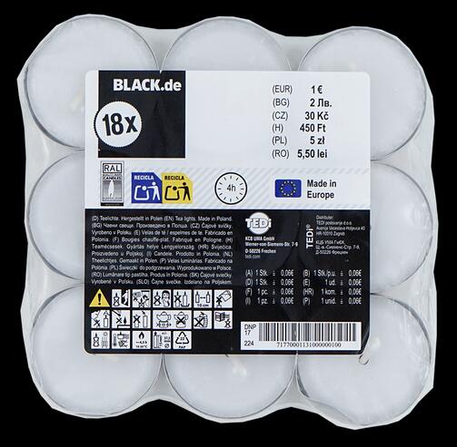 Tedi Black.de Teelichte, 18 Stück