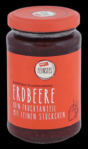 Tegut Feinstes Erdbeere, 80 % Fruchtanteil mit feinen Stückchen