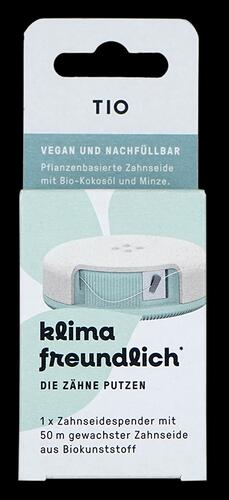 Tiofloss Spender und Zahnseide, gewachst mit Bio-Kokosöl und Minze