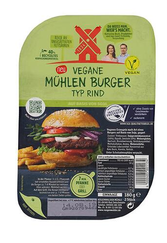 Vegane Mühlen Burger Typ Rind