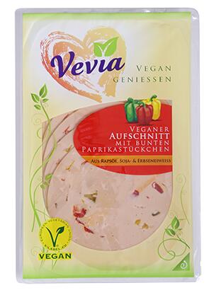 Vevia Veganer Aufschnitt mit bunten Paprikastückchen