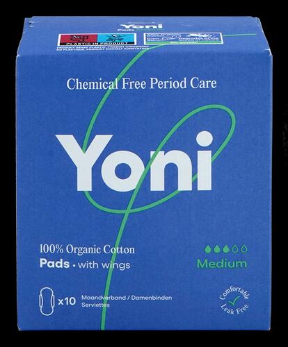 Yoni Damenbinden Medium, mit Flügeln, 10 Stück