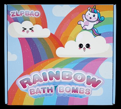 Zlpbao Rainbow Bath Bombs, 3 Blue + 3 Pink Clouds, UPC 611419135513