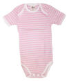 People Wear Organic Kurzarmbody, rosa-weiß gestreift People Wear Organic Kurzarmbody, rosa-weiß gestreift