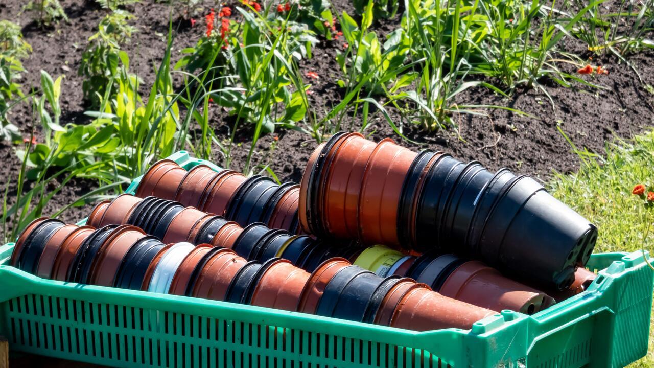 Wie kann ich Blumentöpfe aus Plastik, alte Blumenerde und Grünabfälle richtig entsorgen?